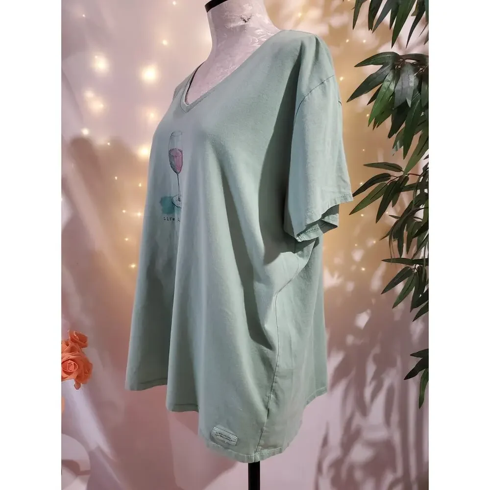 Life is Good Wine Classic Fit Crusher Tee Womens Plus XXL V-Neck Short Sleeve - Picture 3 of 8